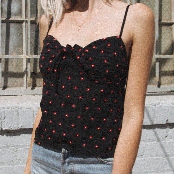 Brandy Melville Embroidered Floral Tank